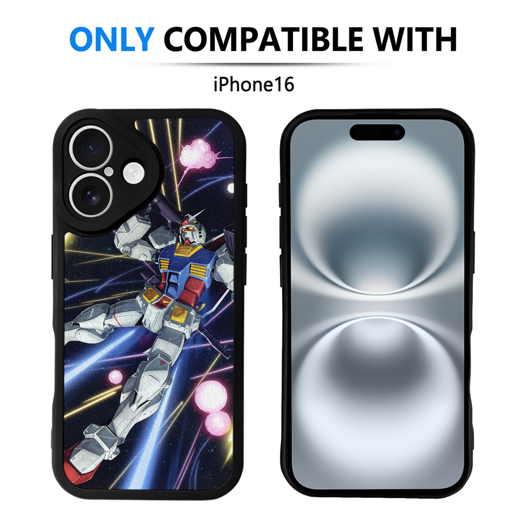 （画像用） 機動戦士ガンダム Mobile Suit Gundam 【iPhone 16シリーズ対応】シリコンスマホケース（レザー調） 材質：シリコン